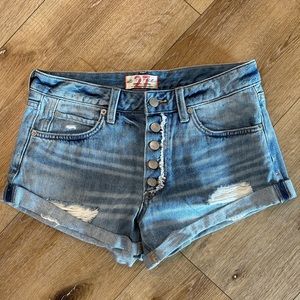 Low rise butterfly denim shorts
